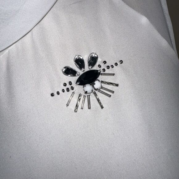 Robert Rodriguez Sleeveless Beaded Sheer Blouse Evening Wear Sz Medium EUC - Picture 3 of 10